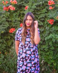 A LITTLE FLORAL SHIFT DRESS