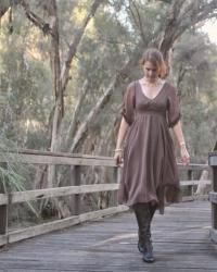 Cocoa georgette dress, and a giveaway