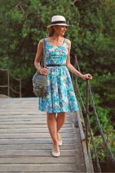 Retro-Style Floral Summer Dress & a Panama Hat