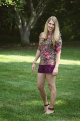 Coral Top and Plum Shorts