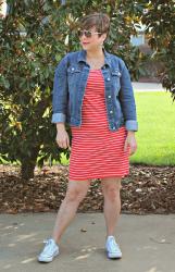 Weekend Remix #1 - Red & White Striped T-Shirt Dress 