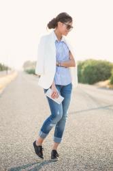 Casual Way Way to Wear a White Blazer This Summer