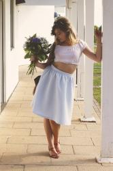 A new blue skirt, Bardot Inspiration and Matching the Flowers