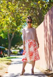 Nude and Floral: Summer Knit Top and Stella Floral Skirt