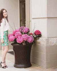 Floral Skirt and Pink Flowers