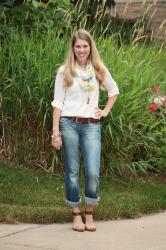 Confident Twosday: Boyfriend Jeans and Mint Scarf