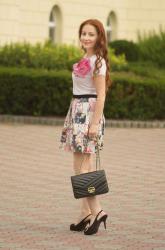 Flower Skirt with White Top 