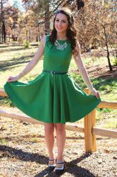Featuring My Green Fit-and-Flare Dress