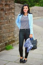 Duster Jacket, Cropped Breton Top and Pointy Loafers