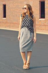 Back to Work Outfit | Printed Tank & Pencil Skirt