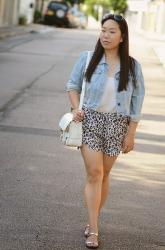 Silk Printed Shorts and Quilted Bag