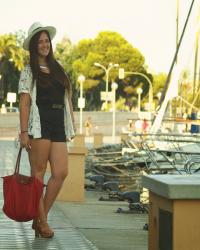 Black, red and panama hat