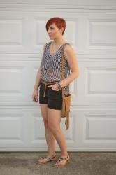 Cute Outfit of the Day: Sheer Stripes and Black Jean Shorts