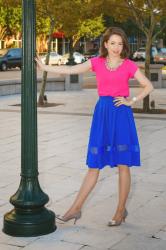 Bold Colors - Midi Skirt with Organza Insert