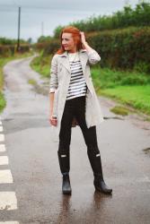 Rainy Day Breton Stripes With a Trench and Wellies