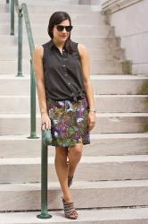 {outfit} Jungle Printed Skirt and Gunmetal Accents