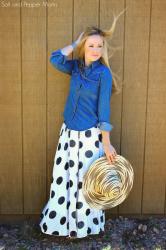 Polka Dot Skirt and Denim