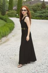 Long Black Skirt with Black Top