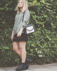 transitional outfit: khaki and lace
