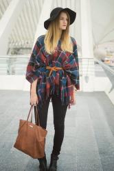 Tartan poncho.