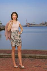 Corporate Chic on a Budget - Pastels & Floral Skirt for Fall