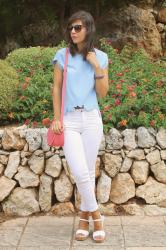 Blue, white and pink