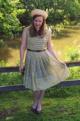 1950's Straw Hat and Yellow Dress 