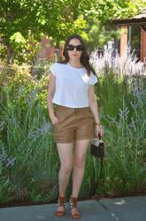 LEATHER SHORTS AND CROP TOP