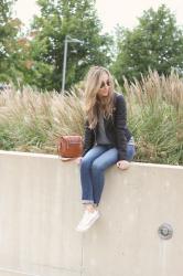 moto jacket + converse 