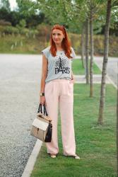 How to Style Wide Legged Trousers | With a Graphic Tee