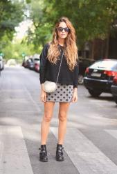 polka dot mini skirt