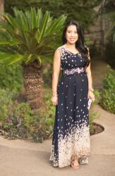 Navy Chiffon Maxi + Floral Details // Maternity Summer-Fall Wedding Style 