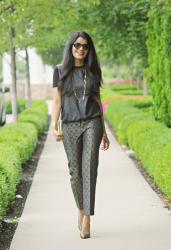#OOTD : Leather & Brocade For a Dressy Fall Look