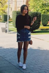 High waist denim skirt