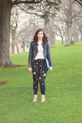 Bloggersclub OOTD | Floral Pants and Leather
