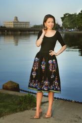 The Splurge | Asos Midi Skirt with Embroidered Hem