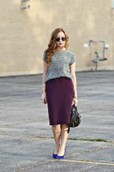 Office Outfit | Pencil Skirt and Gem Tones