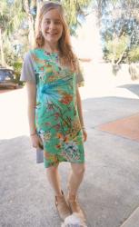 Atmos&Here Willow Printed Tee Dress, Ankle Boots | Grey Pencil Skirt and Converse