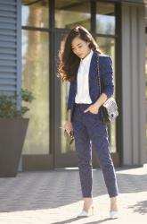 Blue Jacquard Suit