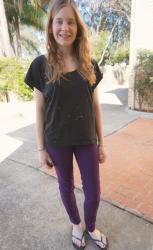 Star Print, Purple Skinny Jeans | Grey Tee, Colour Block Maxi Skirt