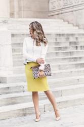 What to Wear to Work | Yellow Skirt + Blazer