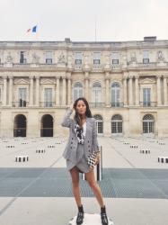 Houndstooth Blazer and Houndstooth Skirt during PFW