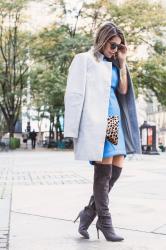 Over the Knee Boots + Oversized Grey Coat 