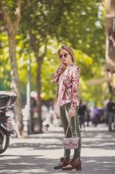 BARCELONA IN FLOWER BIKER JACKET