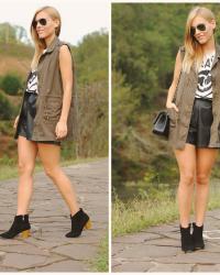 Leather shorts.