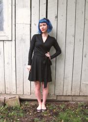 Completed: A Black Wool Jersey Wrap Dress