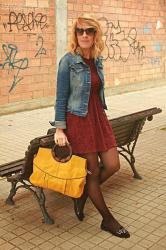 Lace burgundy dress & moccasins