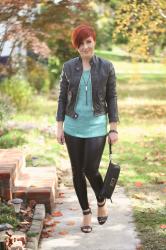 Cute Outfit of the Day: Leather Jacket and Leggins