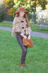 Beige Fur Poncho 