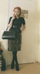 Outfit post with leopard print pencil skirt